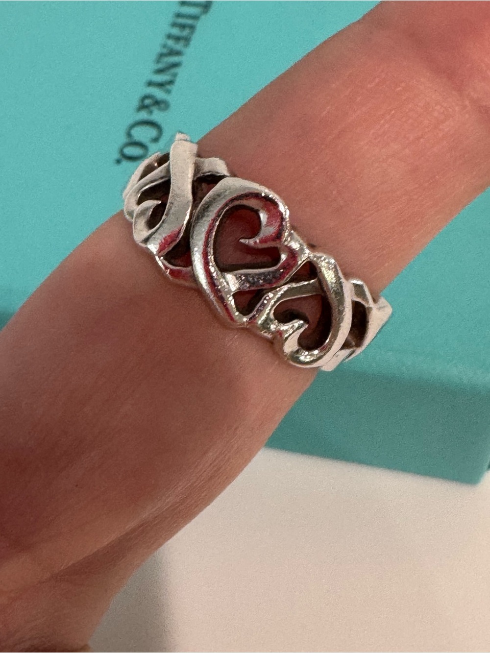 Tiffany & Co. Paloma Picasso Triple Loving Heart Sterling Silver Ring